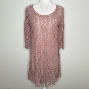Puella Womens Mauve Pink Lace Swing Mini Dress Size S